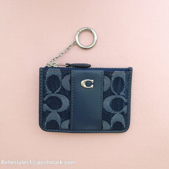 COACH Mini Skinny ID Card Case in Denim Signature- Deep Blue multi color⭐ - Picture 7 of 16
